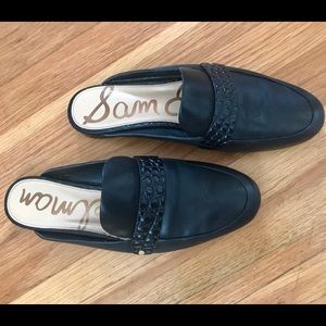 Sam Edelman backless mules black alligator